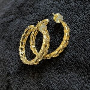 Elegant Gold and Crystal Hoop Earrings
